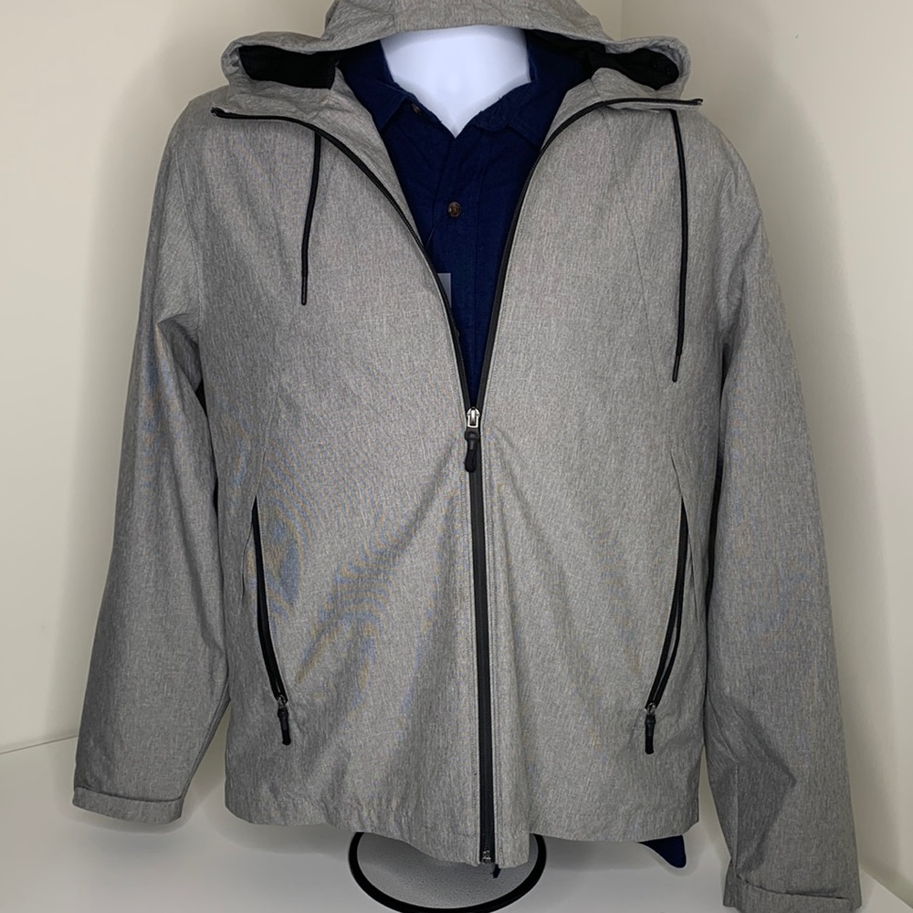 Marc Anthony Luxury Men's Full Zip Jacket Windbreaker Hooded Gray